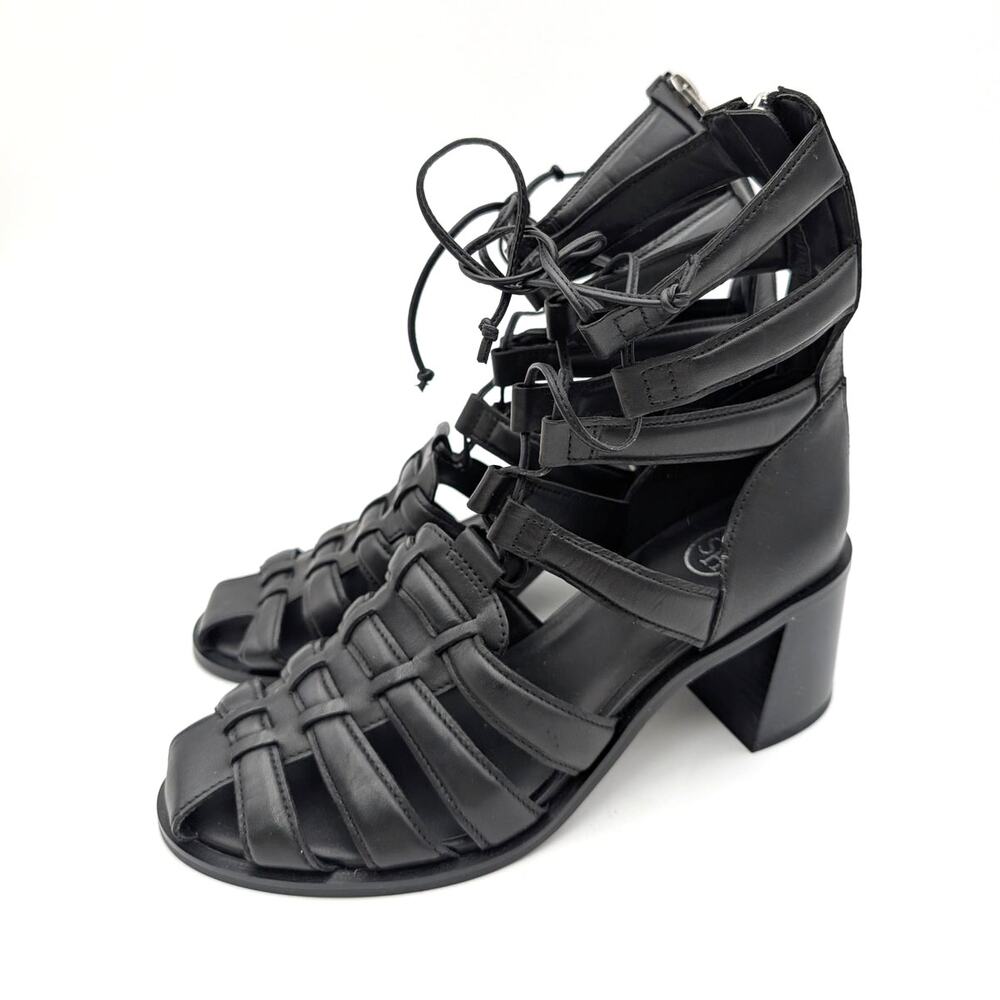 Ash Juvia Lace-Up Gladiator Sandals Back Zip Women's Black Size US9.5-10 EU40